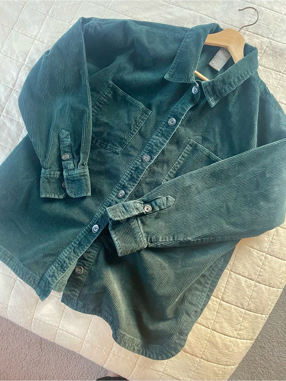 Matty M Women’s Deep Forest Green Corduroy Button Down Jacket